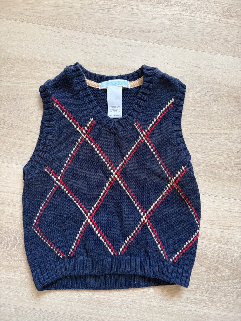 Janie & Jack Baby Boy Argyle Sweater Vest Navy 6-12M